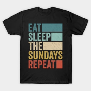 Funny Eat Sleep Sundays Name Repeat Retro Vintage T-Shirt